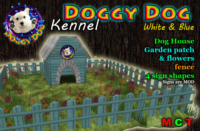 *** DOGGY DOG *** Kennel - White & Blue