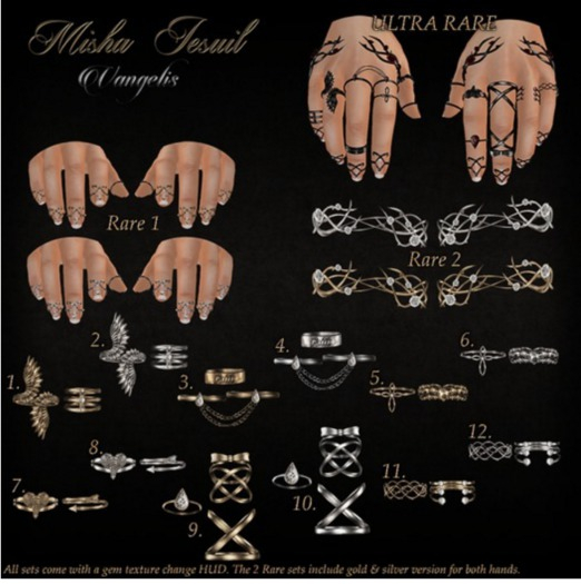 ~Misha Jesuil~ Vangelis Rings Set 11 Gold Common