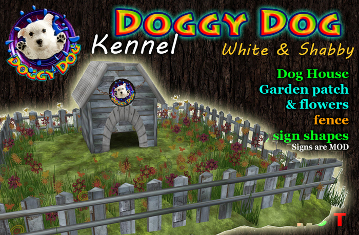 *** DOGGY DOG *** Kennel - White & Shabby