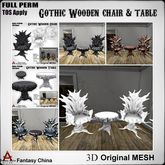 FULL PERM Gothic Wooden chair & table