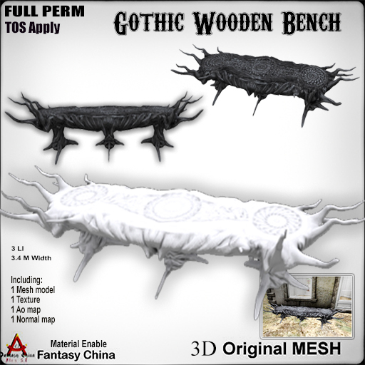 Full Perm Gothic Wooden Bench