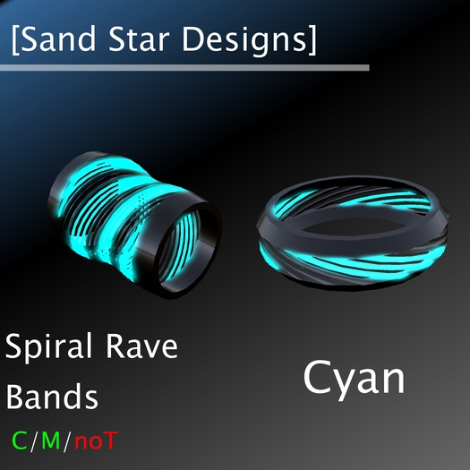[Sand Star Designs] Cyan Spiral Rave Bands