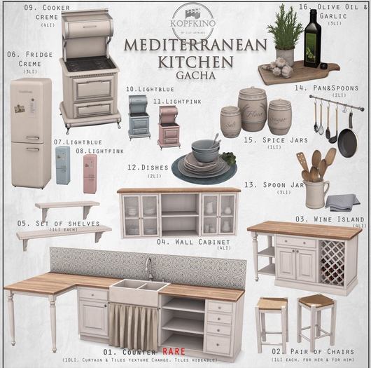 02.KOPFKINO - Mediterranean Kitchen - Set of Chairs
