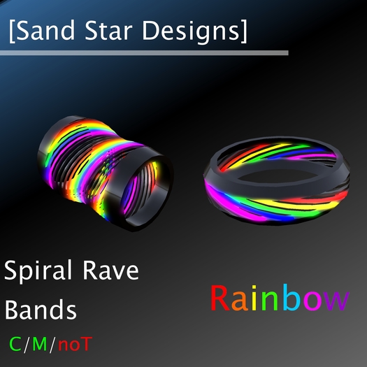 [Sand Star Designs] Rainbow Spiral Rave Bands