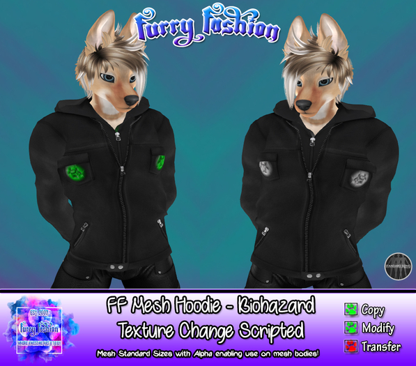 ~FF~ Male Mesh Hoodie Biohazard Black