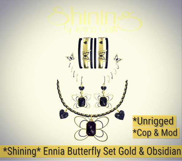 *Shining* (ADD) Ennia Butterfly Set Gold & Obsidian