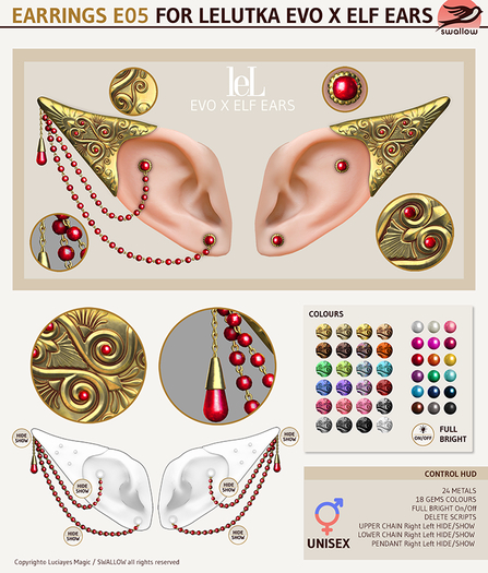 ^^Swallow^^ Earrings E05 for lel Evo X Elf Ears