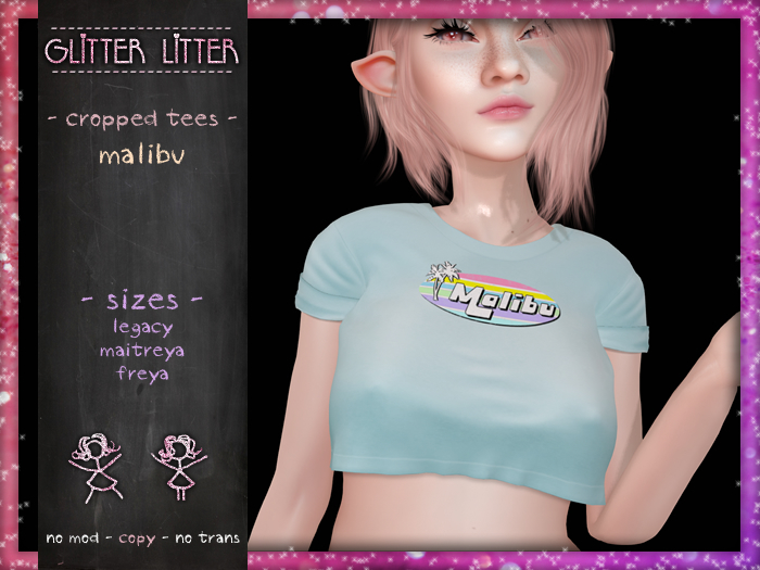 - Glitter Litter - Cropped Tees - Malibu
