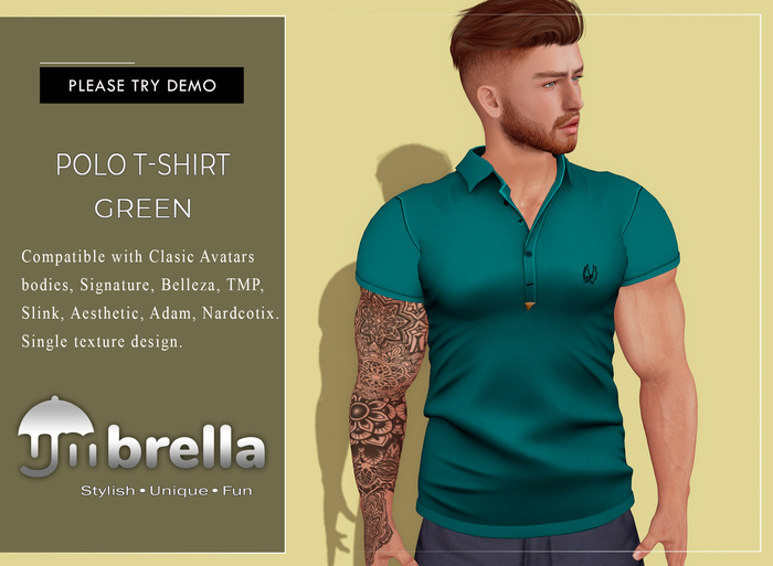 UMbreLLa - Green Polo T-Shirt SIGNATURE/BELLEZA/SLINK/AESTHETIC/ADAM/NARDCOTIX/TMP CLASSIC