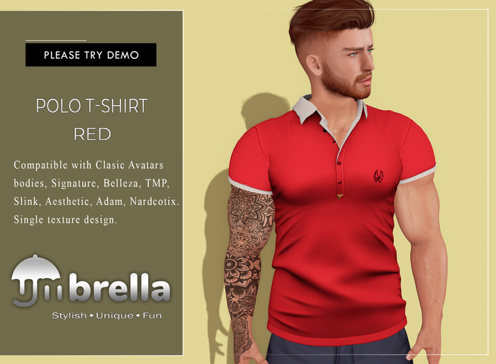 UMbreLLa - Red Polo T-Shirt SIGNATURE/BELLEZA/SLINK/AESTHETIC/ADAM/NARDCOTIX/TMP CLASSIC