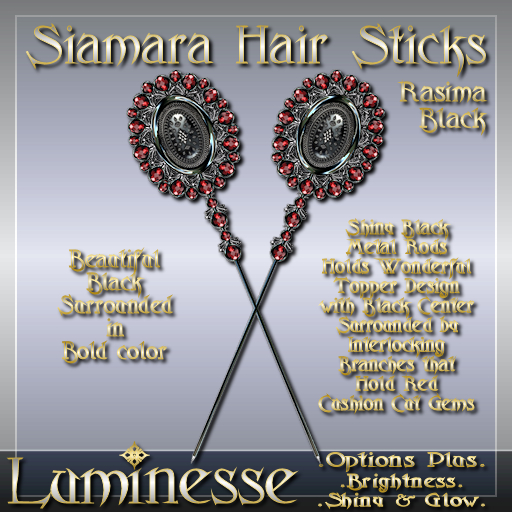 SIAMARA Rasima Hair Sticks OP - Red Black