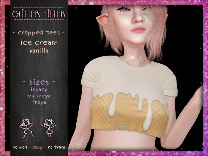 - Glitter Litter - Cropped Tees - Ice Cream Vanilla