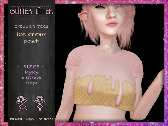 - Glitter Litter - Cropped Tees - Ice Cream Peach