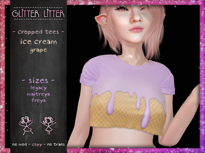 - Glitter Litter - Cropped Tees - Ice Cream Grape