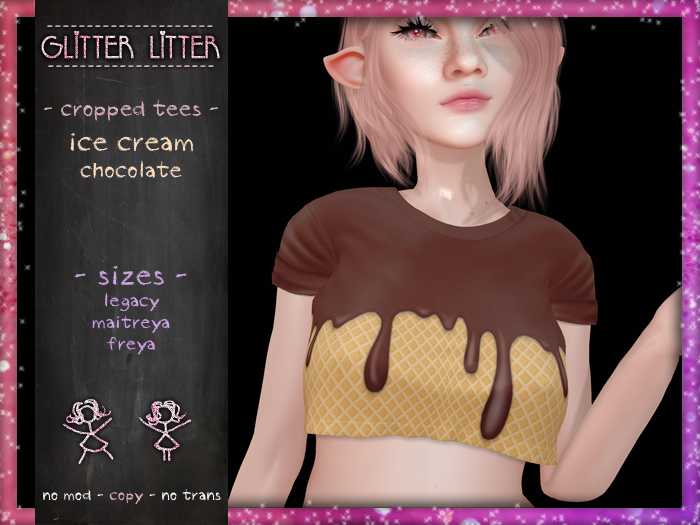 - Glitter Litter - Cropped Tees - Ice Cream Chocolate