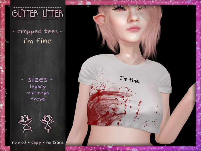 - Glitter Litter - Cropped Tees - I'm Fine