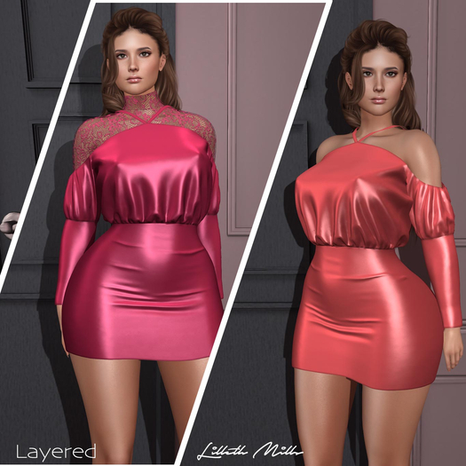 LM LAYERED - Silk Reds -  Autumn Dress for Kupra Bimbo Maitreya Petite Freya Houtglass Legacy