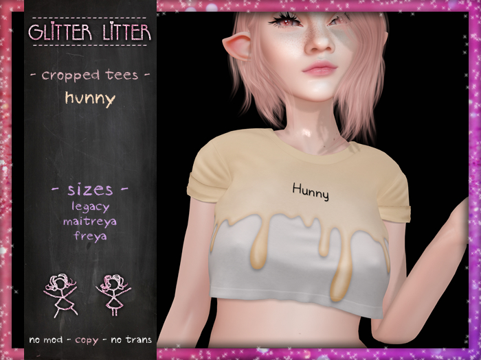 - Glitter Litter - Cropped Tees - Hunny