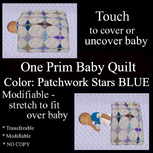 Patchwork Stars BLUE Baby Quilt