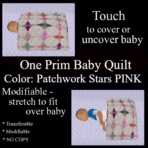 Patchwork Stars PINK Baby Quilt