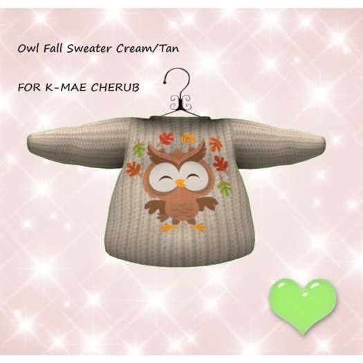 *HEB*Owl Fall Sweater Cream/Tan