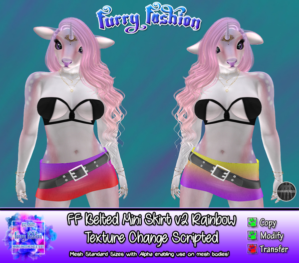 ~FF~ Belted Mini Skirt v2 Rainbow