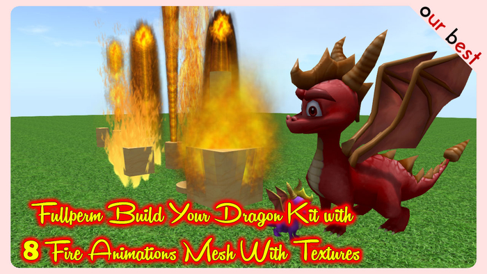 Fullperm Build Your Dragon Kit with 8 Fire Animations Mesh With Textures