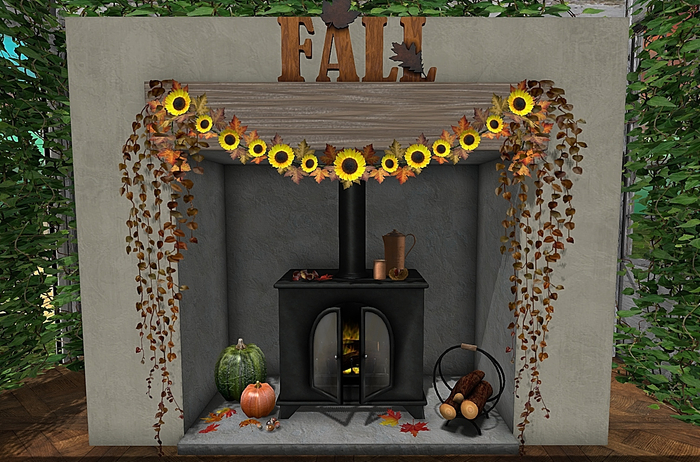 CJ Autumn Fireplace Wall-Set