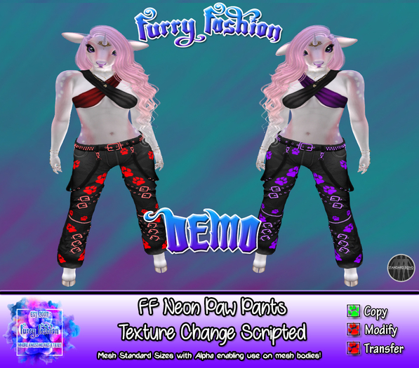 ~FF~ Neon Paw Pants Demo