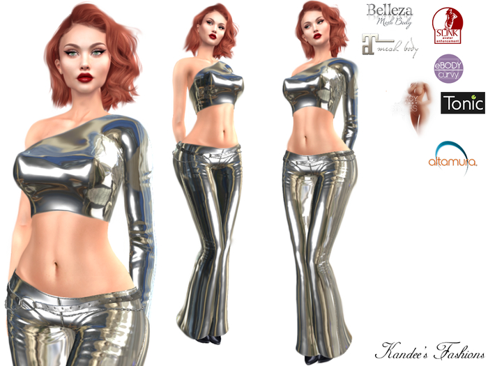 Silver Top & Bell Bottom Pants