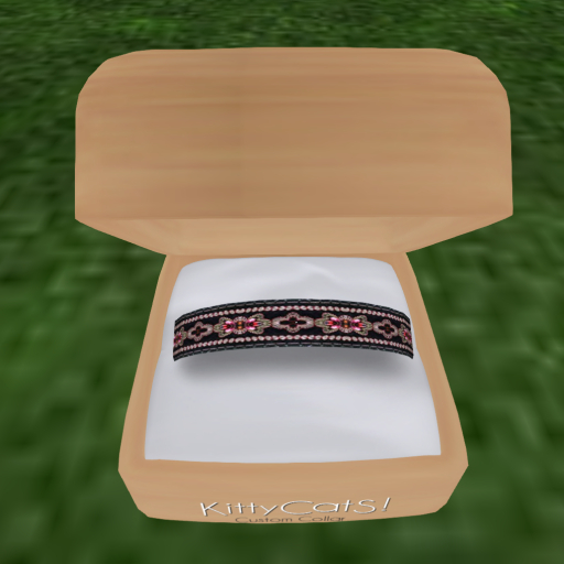 Black and Fuschia Ribbon Kitty Collar (255) - Cateau de Meow - KittyCats Breedable Collar!