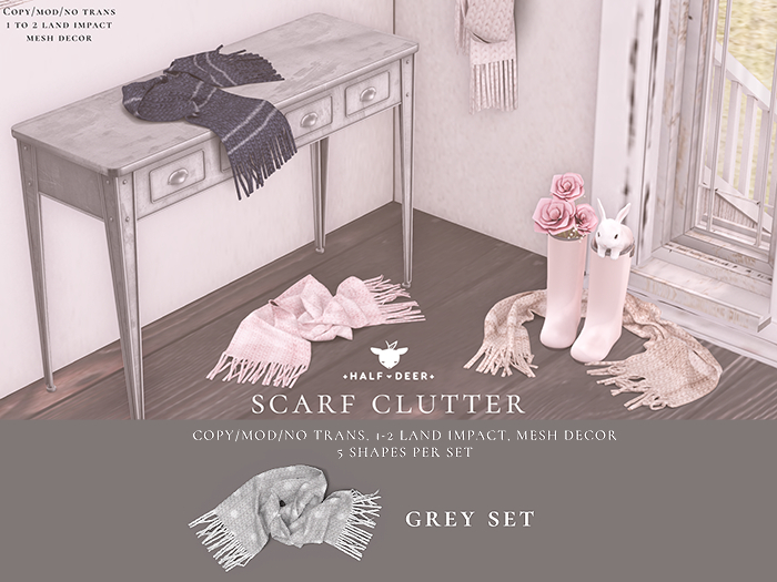 +Half-Deer+ Scarf Clutter [Grey]
