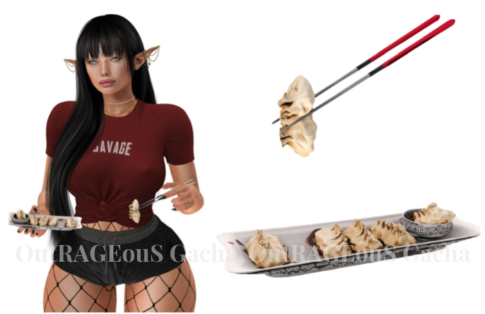 Dots - Asian Eats - #19 Black Dumpling Plate & #14 Chopsticks