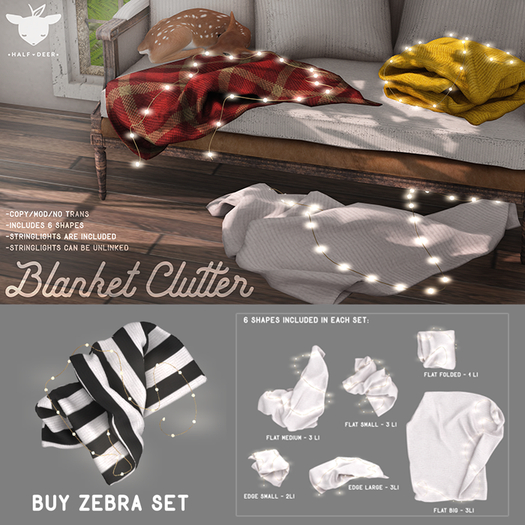 +Half-Deer+ Blanket Clutter [Zebra Set]