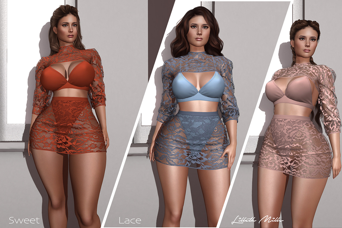 LM SWEET - Lace Pinks - 2 Piece Skirt Set For Kupra Bimbo Maitreya Petite Legacy Freya Hourglass