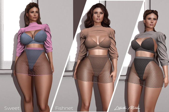 LM SWEET - Fishnet Classic - 2 Piece Skirt Set For Kupra Bimbo Maitreya Petite Legacy Freya Hourglass