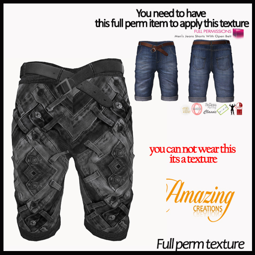 AmAzInG C.Full Perm Texture Jeans Shorts With Open Belt (16)