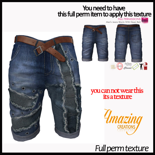AmAzInG C. Full Perm Texture Jeans Shorts With Open Belt (9)