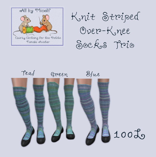 AbM Knit Stripes Over-Knee Socks Trio