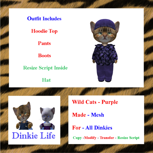 Second Life Marketplace - ( DL ) Dinkie Life Wild Cats Purple