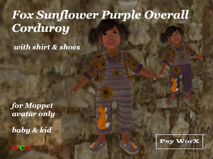 PsyWorX Fox Sunflower Purple Capri Overall & Shoes Moppet B&K