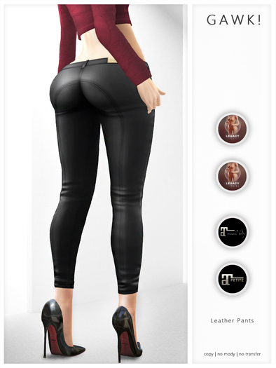 Gawk! DEMO Leather Pants for Maitreya // Maitreya Petite // Legacy // Legacy Perky