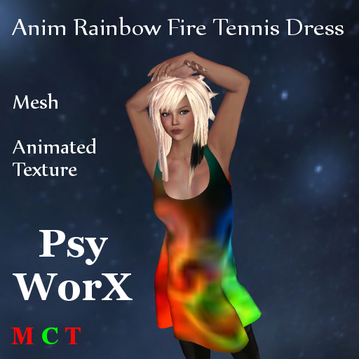 >Psy WorX< Anim Rainbow Fire Tennis Dress DEMO [BOX]