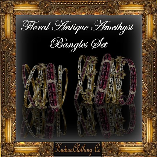 FLORAL ANTIQUE Amethyst Bangles  *COPY/Mod*By Candace Hudson