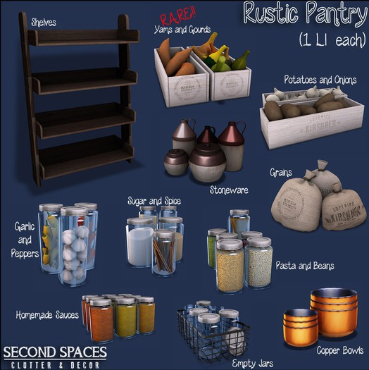 Second Spaces - Rustic Pantry - empty jars