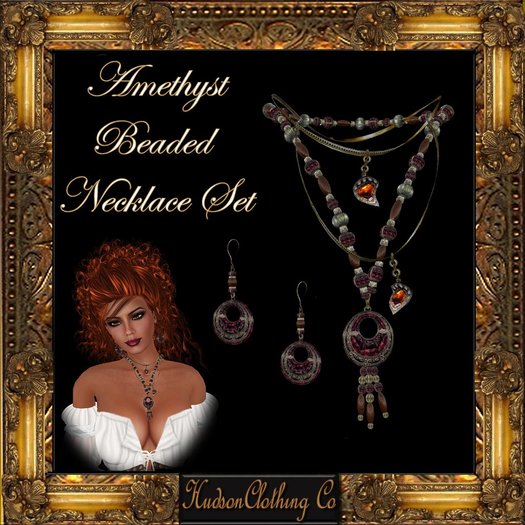 Amethyst Beaded Necklace SET *Copy/Resize*  By Candace Hudson
