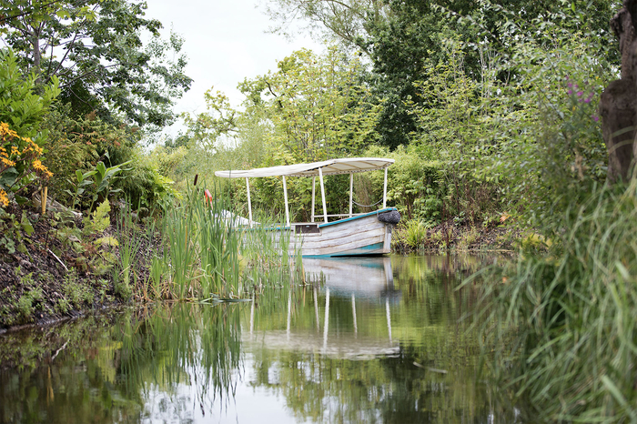 Boat on a lake texture