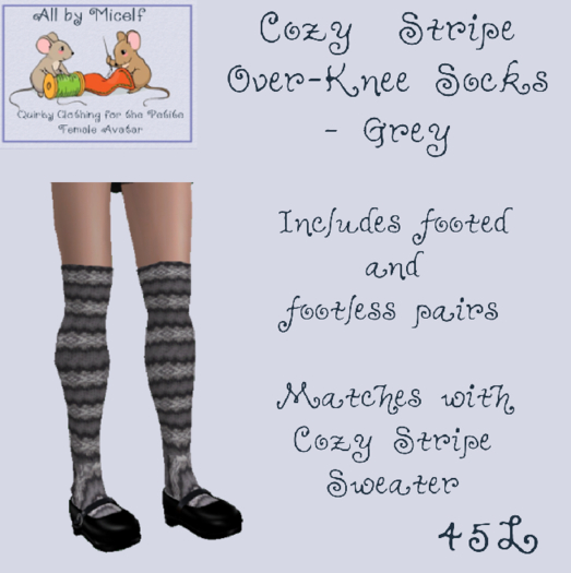 AbM Cozy Stripes Over-Knee Socks - Grey