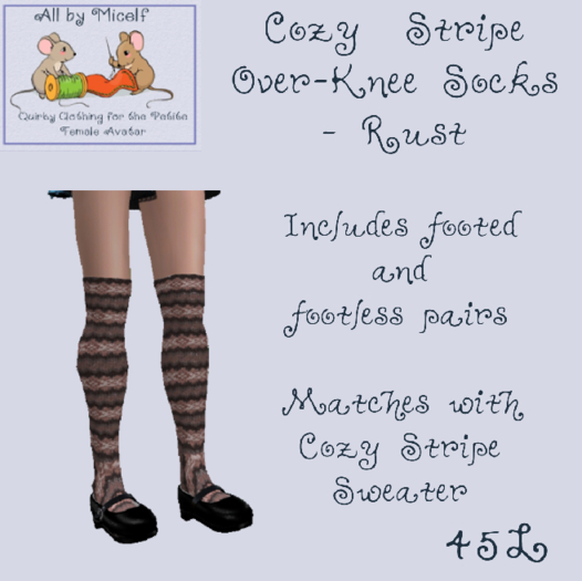 AbM Cozy Stripes Over-Knee Socks - Rust