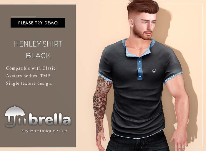 UMbreLLa - Black Henley Shirt TMP CLASSIC